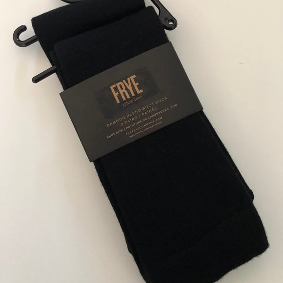FRYE 2 Pair Bamboo Blend Black Boot Socks NWT